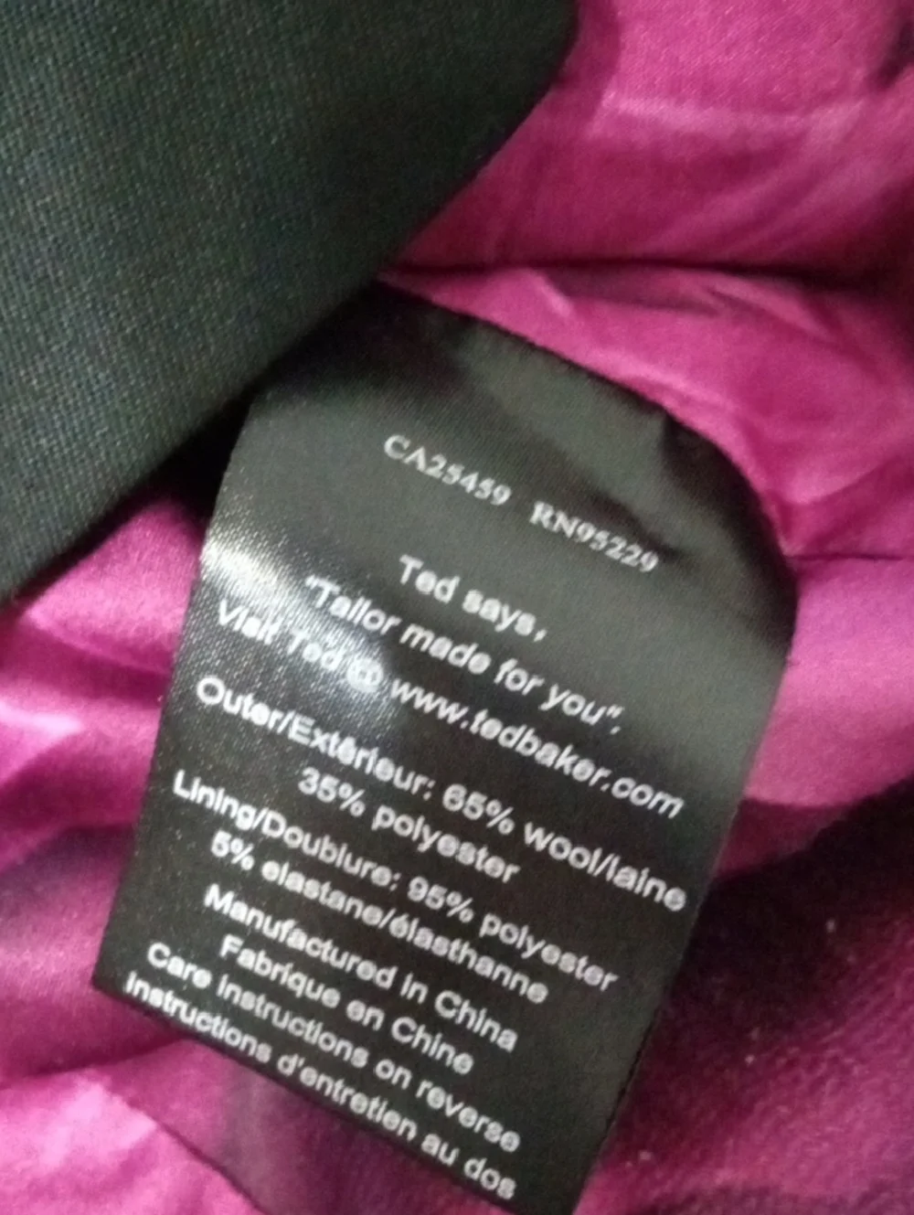 Ted Baker Black Sleeveless Tailored Vest with Pink Lining